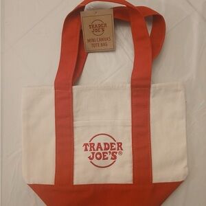 Trader Joe's Red and White Mini Canvas Tote Bag